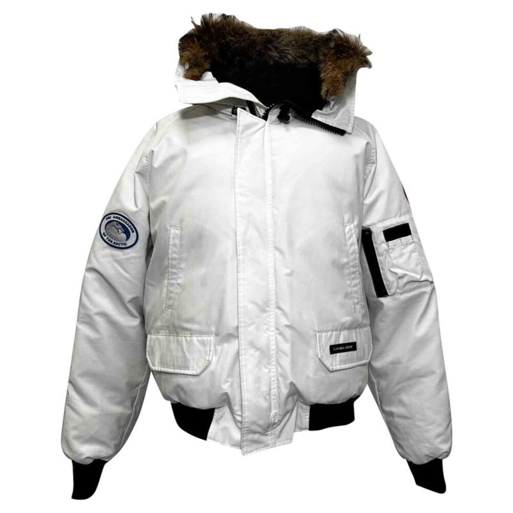 Canada Goose Chilliwack PBI Fur-Trimmed Coat in White Polyester